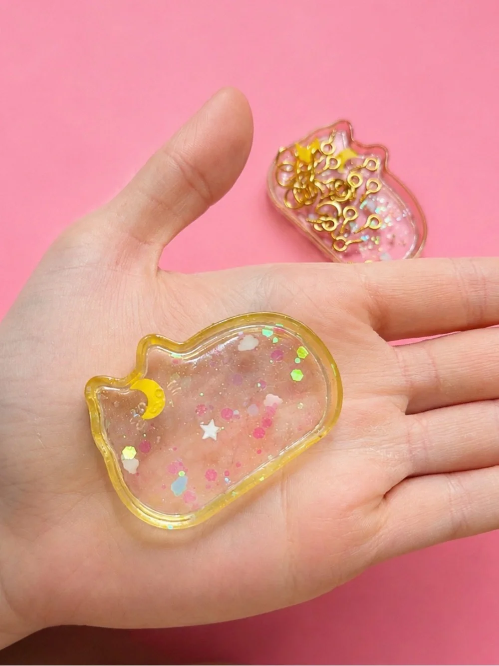 Yellow Glitter Cat Cloud Trays